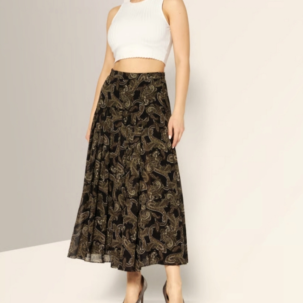 MICHAEL Michael Kors Black Paisley A-Line Skirt